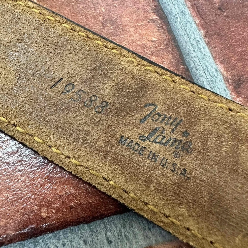 Tony Lama Embossed Leather Jimmy Belt Size 34 Inches